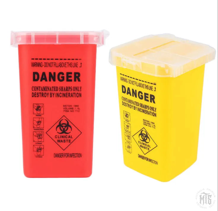 1L Sharps Hazard container-Consumables-Generic-Yellow-Melbourne Tattoo Supplies