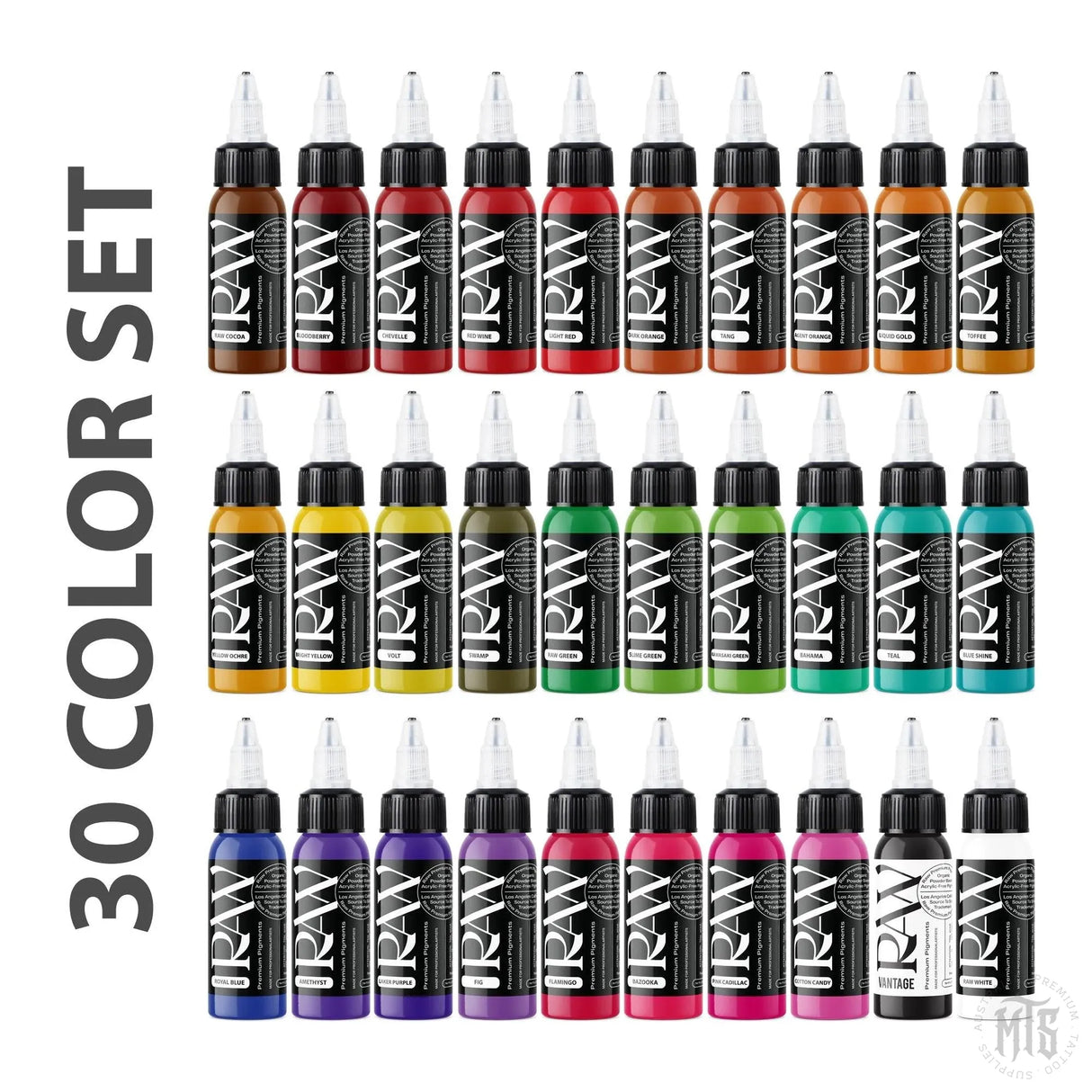 30 Color set - Raw-tattoo ink-Raw Pigments-1oz-Melbourne Tattoo Supplies