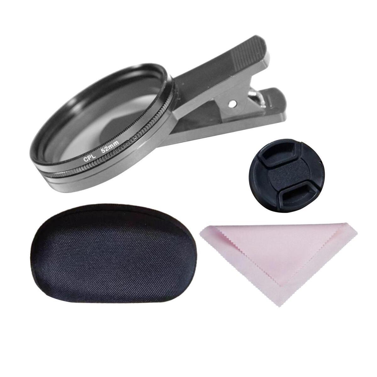 CPL 52mm polarizing Clip-On Filter w. case