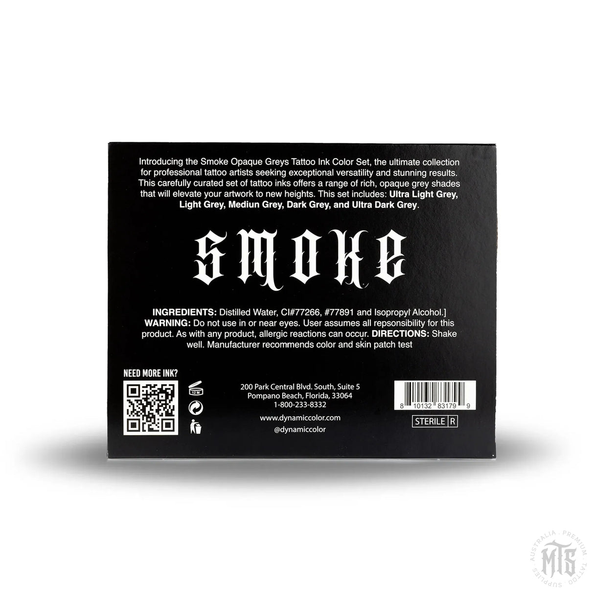 Dynamic Smoke Opaque Grey ink set-tattoo ink-Dynamic-1oz-Melbourne Tattoo Supplies