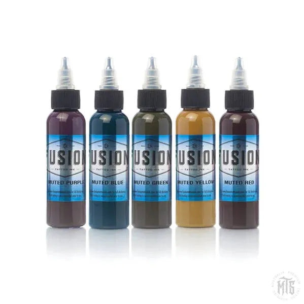 Fusion Ink - Muted 5 Colour Set-tattoo ink-Fusion Ink-Melbourne Tattoo Supplies
