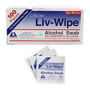 Liv-Wipe Mini Alcohol Swabs 100 Pieces/Box