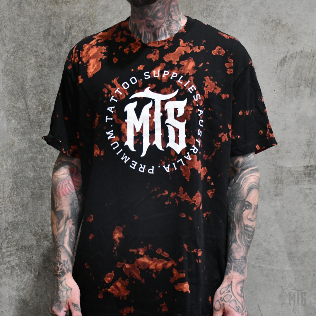 MTS - BLEACH SPLATTER WHITE LOGO TEE-Merch-Ausmerch-S-Melbourne Tattoo Supplies