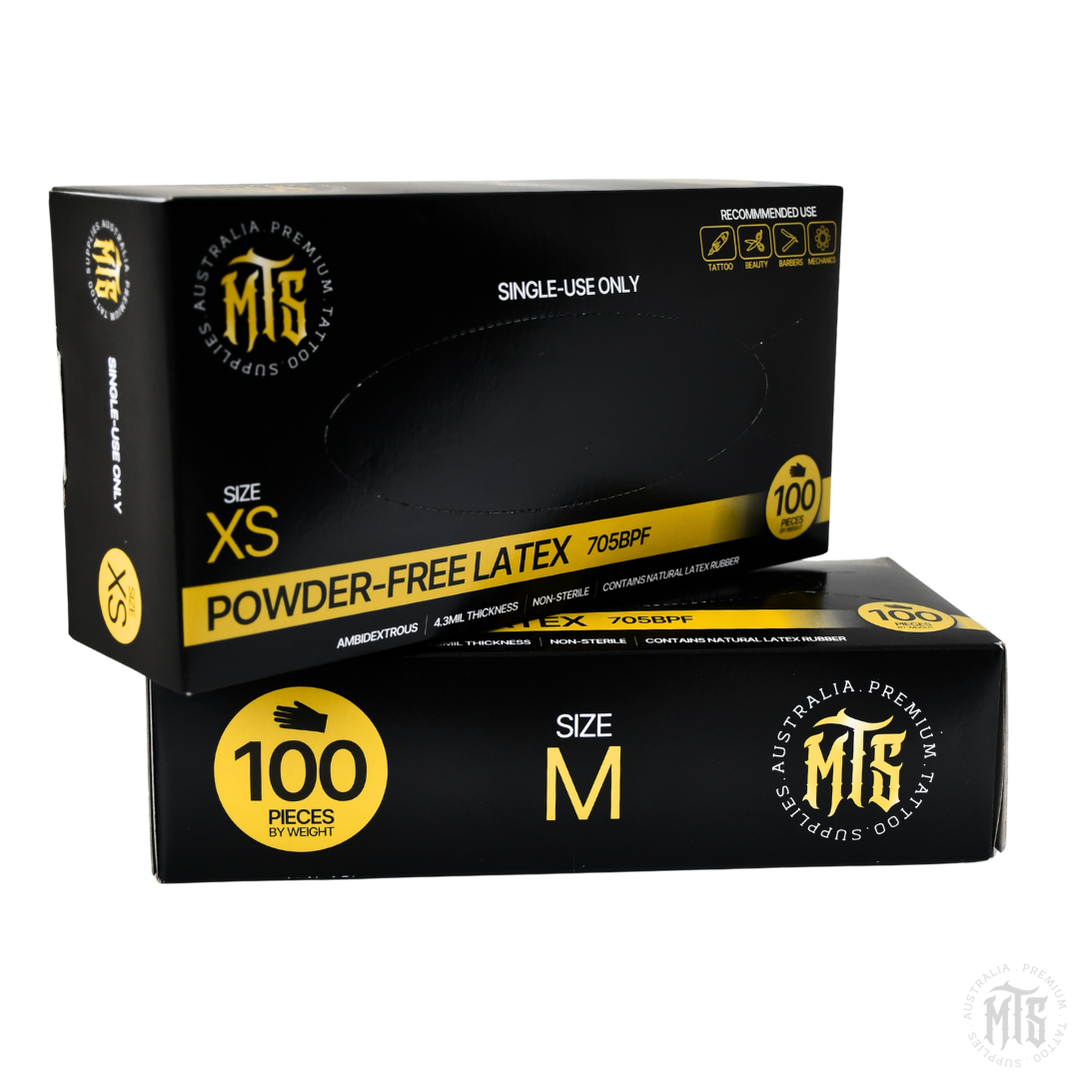 MTS Black Latex Gloves-Consumables-MTS Gloves-XS-Single box (100)-Melbourne Tattoo Supplies