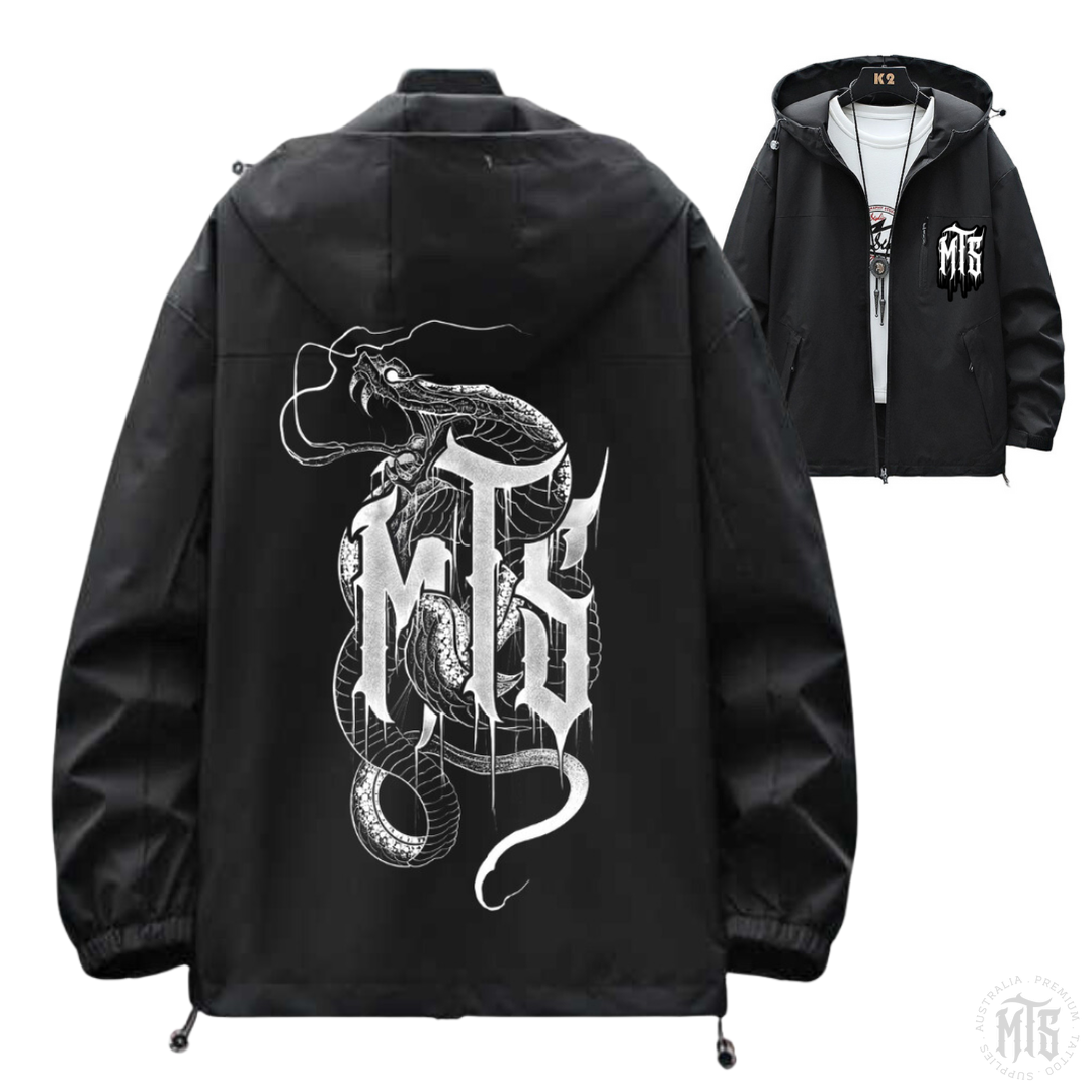 MTS Rain Jacket - Snake drip-Merch-Ausmerch-M-Black-Melbourne Tattoo Supplies