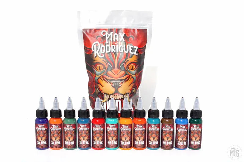 SOLID INK - MAX RODRIGUEZ 12 COLOR SET 1OZ-tattoo ink-Solid Ink-Melbourne Tattoo Supplies