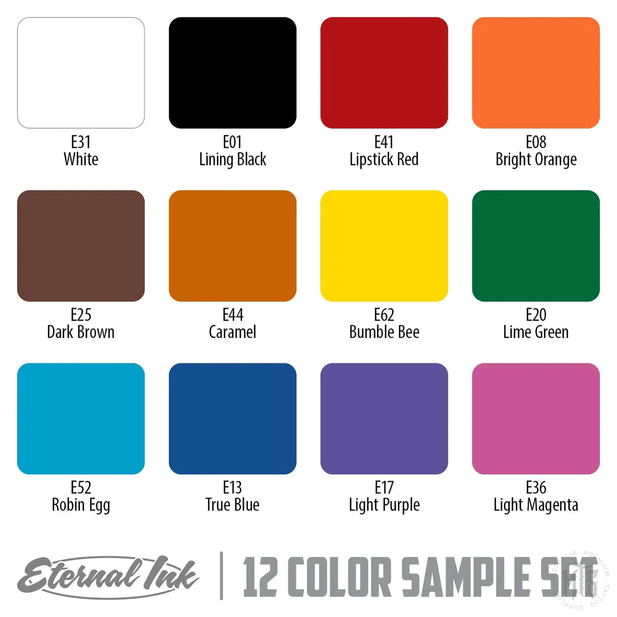 12 Color Sample Set - Eternal Ink