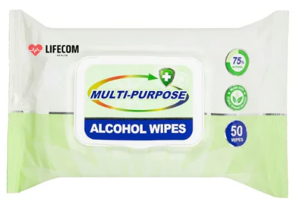Lifecom Alcohol Wipes - Pack of 50 Wipes