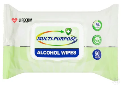 Lifecom Alcohol Wipes - Pack of 50 Wipes