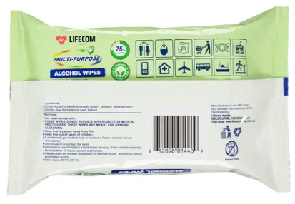 Lifecom Alcohol Wipes - Pack of 50 Wipes