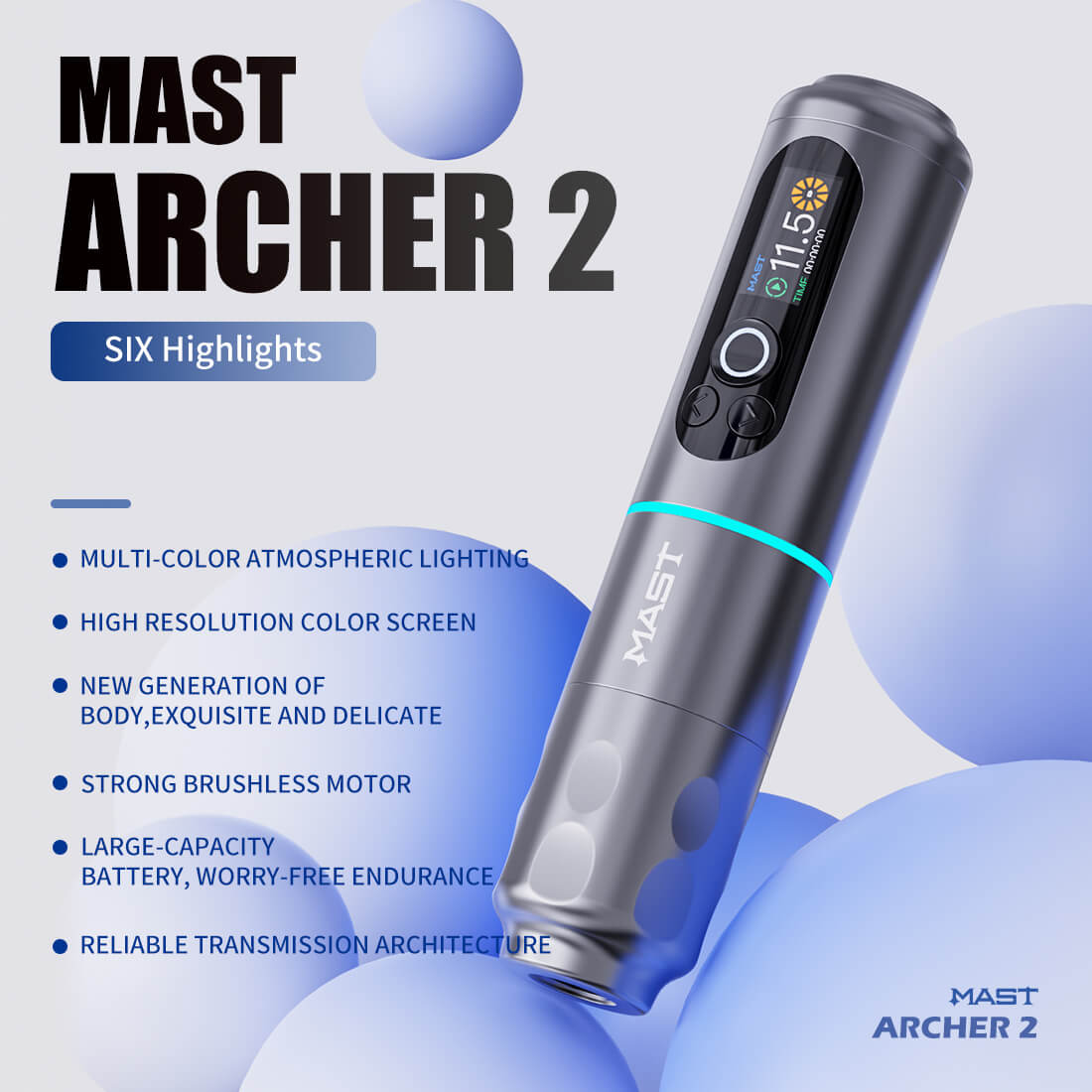 Mast Archer 2 Wireless Tattoo Machine 3.5mm