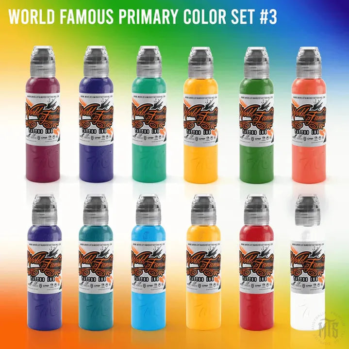 WORLD FAMOUS PRIMARY COLOR INK SET #3-tattoo ink-World Famous-Melbourne Tattoo Supplies