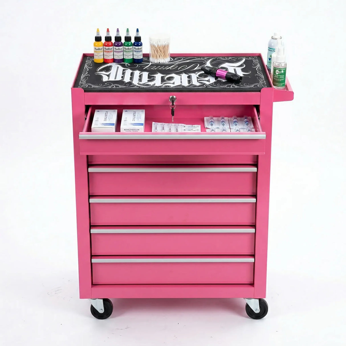 Pink 7 Drawer trolley