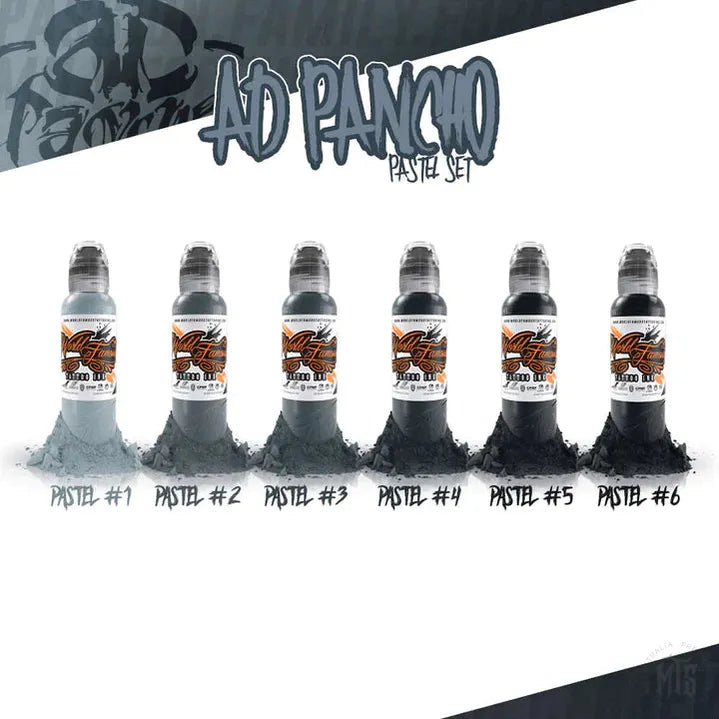 A.D. Pancho Pastel Greys Set - World Famous-tattoo ink-World Famous-1oz-Melbourne Tattoo Supplies