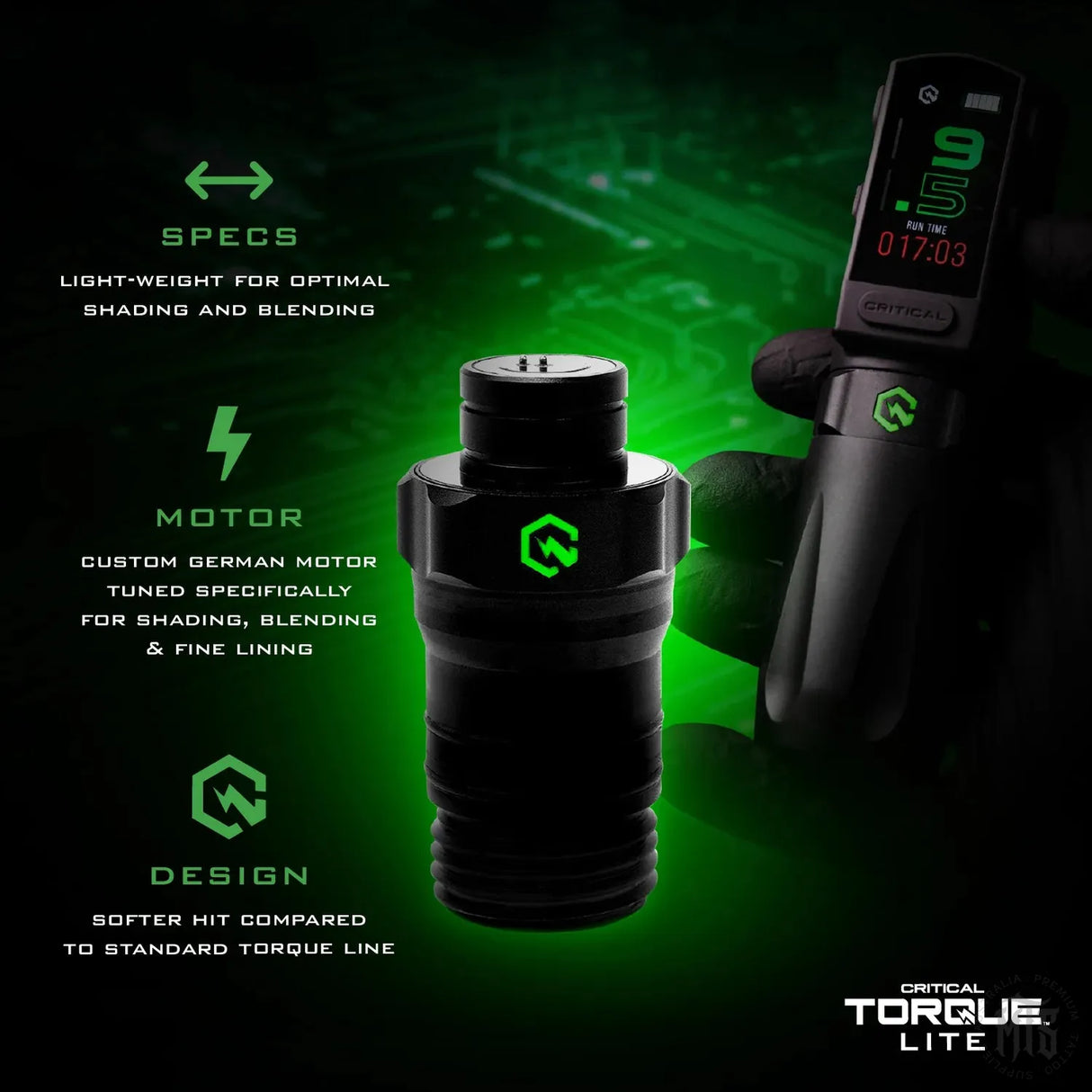CRITICAL TORQUE LITE MOTOR BOLT-Tattooing Machines-Critical-Melbourne Tattoo Supplies