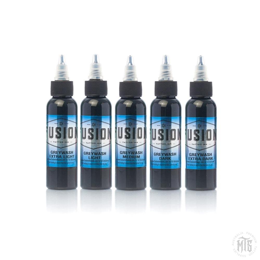 Fusion Ink - Greywash 5 Colour Set-tattoo ink-Fusion Ink-2 Oz-Melbourne Tattoo Supplies