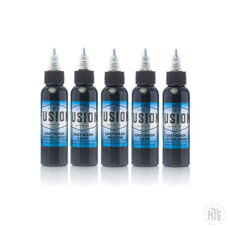Fusion Ink - Greywash 5 Colour Set-tattoo ink-Fusion Ink-2 Oz-Melbourne Tattoo Supplies