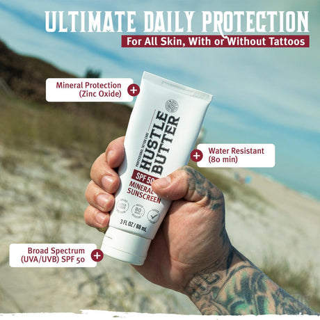 Hustle Butter Mineral Sunscreen Lotion – SPF 50-Hustle Butter-3oz (88ml)-Melbourne Tattoo Supplies