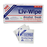 Liv-Wipe Mini Alcohol Swabs 100 Pieces/Box