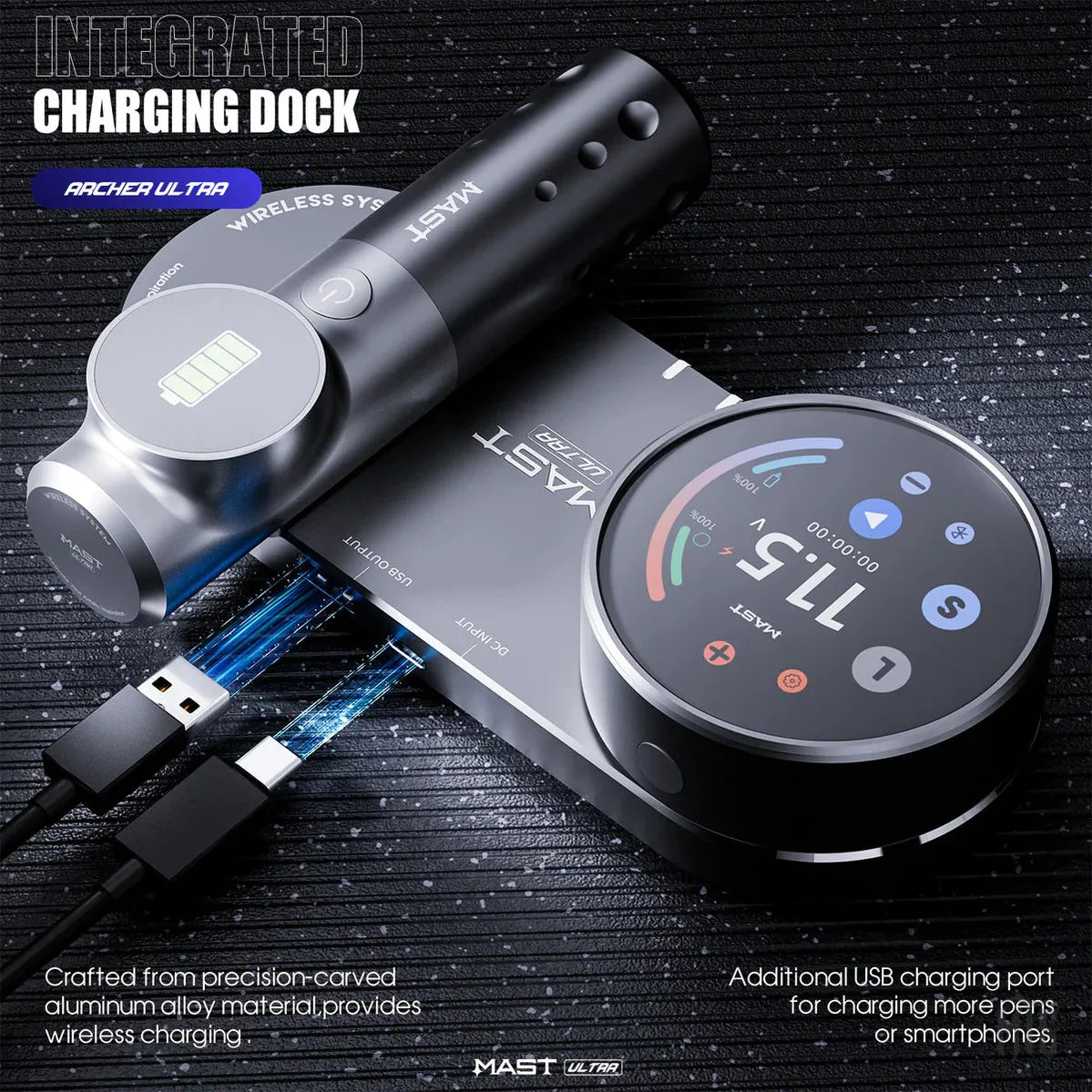 MAST Archer Ultra Smart Wireless Tattoo Machine Pen w. Bluetooth-Tattooing Machines-Mast-Melbourne Tattoo Supplies