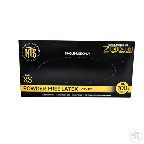 MTS Black Latex Gloves-Consumables-MTS Gloves-XS-Single box (100)-Melbourne Tattoo Supplies