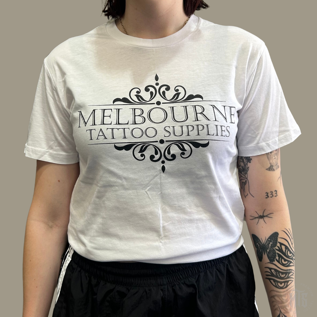 MTS Classic logo Tee-Merch-Ausmerch-XL-White-Melbourne Tattoo Supplies