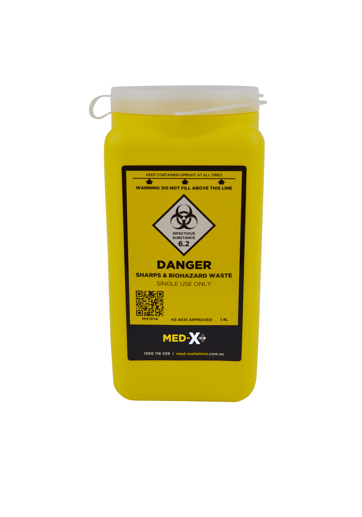1.4L Sharps Container - Snap Top Lid