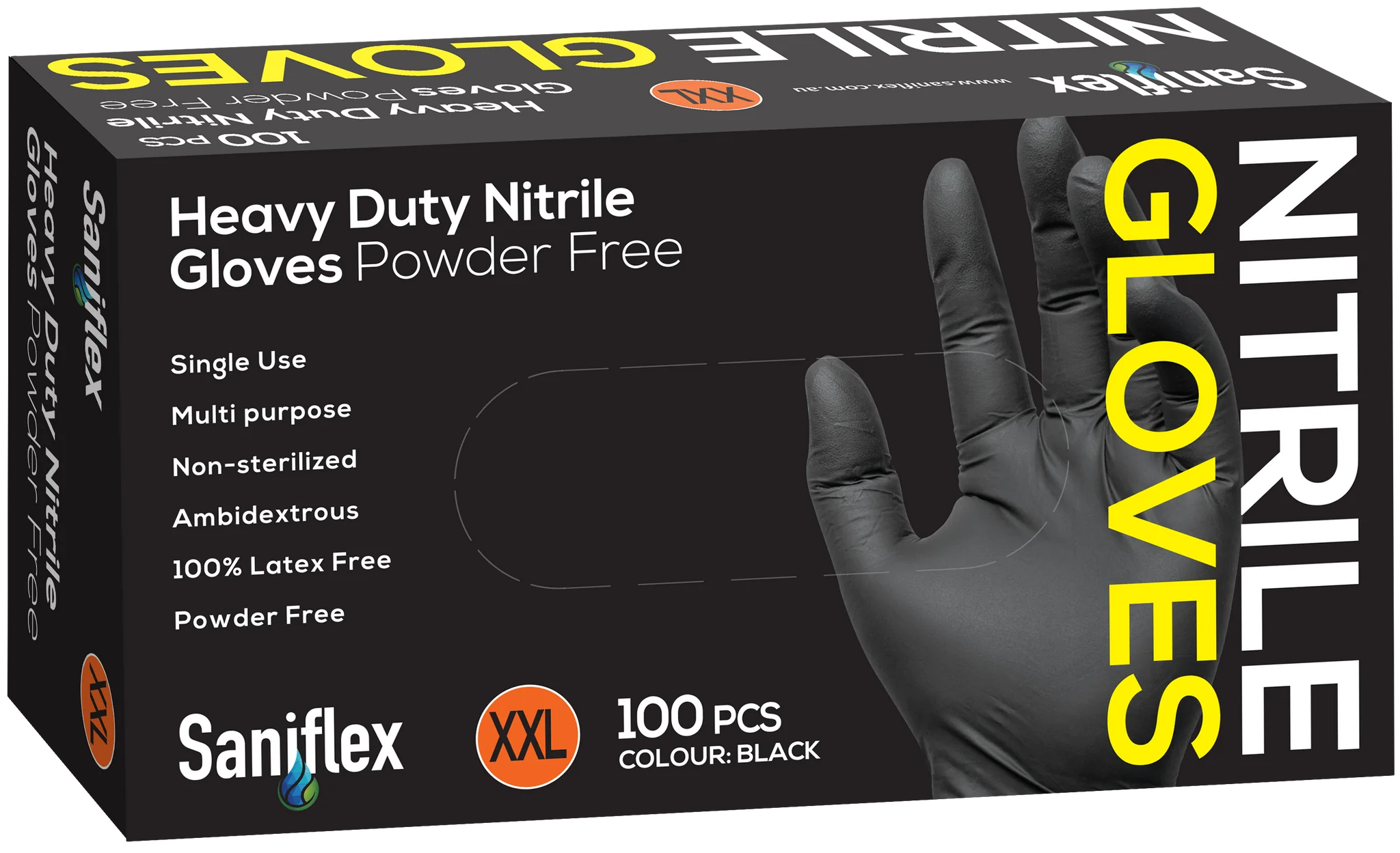 Saniflex Heavy Duty Black Nitrile Gloves 100 Pack – Melbourne Tattoo ...