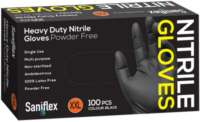 Saniflex Heavy Duty Black Nitrile Gloves 100 Pack