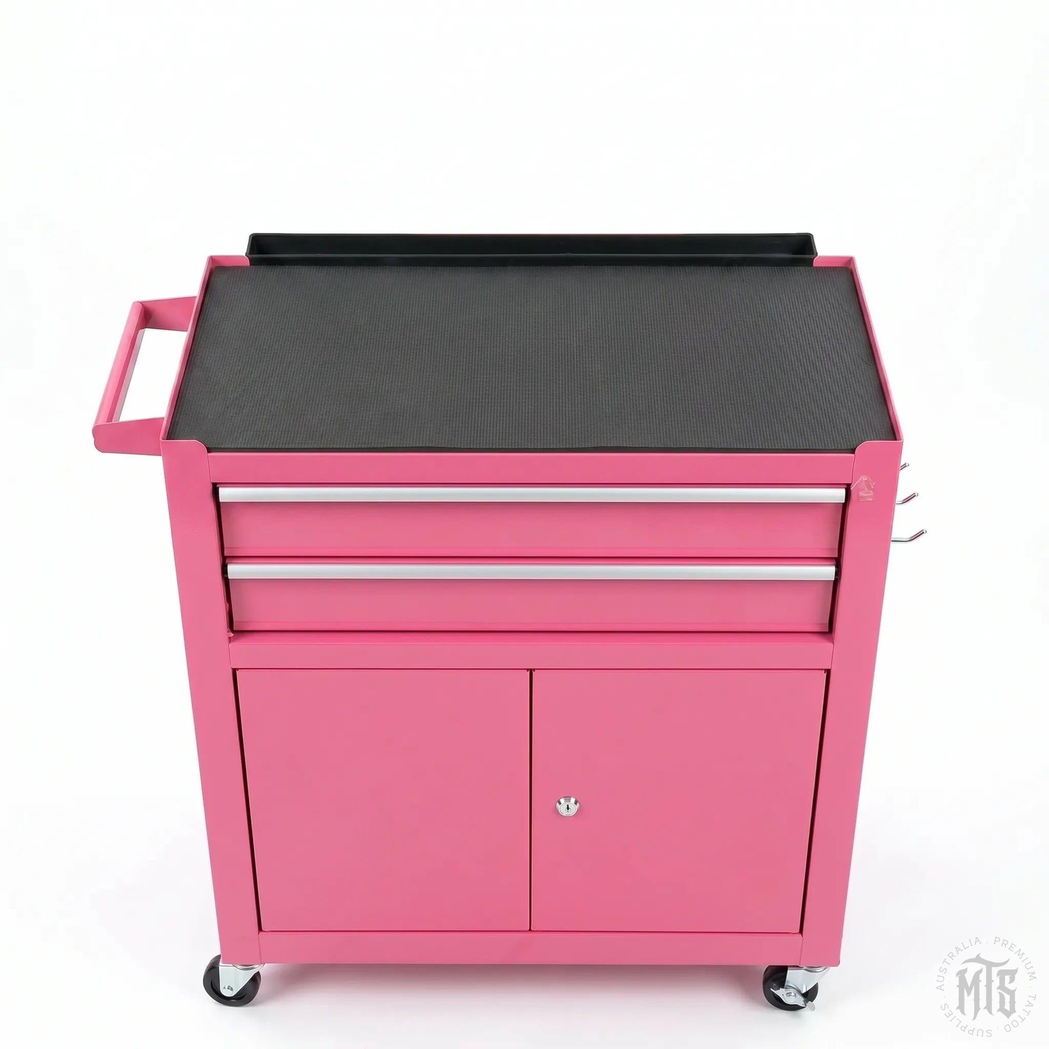 PINK 2 Drawer, 2 Door trolley – Melbourne Tattoo Supplies