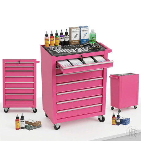 Pink 7 Drawer trolley-Furniture-Generic-Melbourne Tattoo Supplies