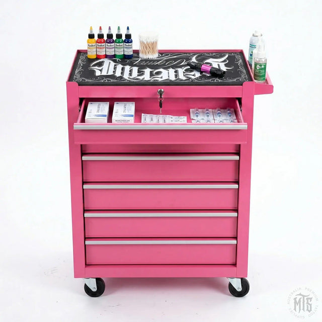 Pink 7 Drawer trolley-Furniture-Generic-Melbourne Tattoo Supplies