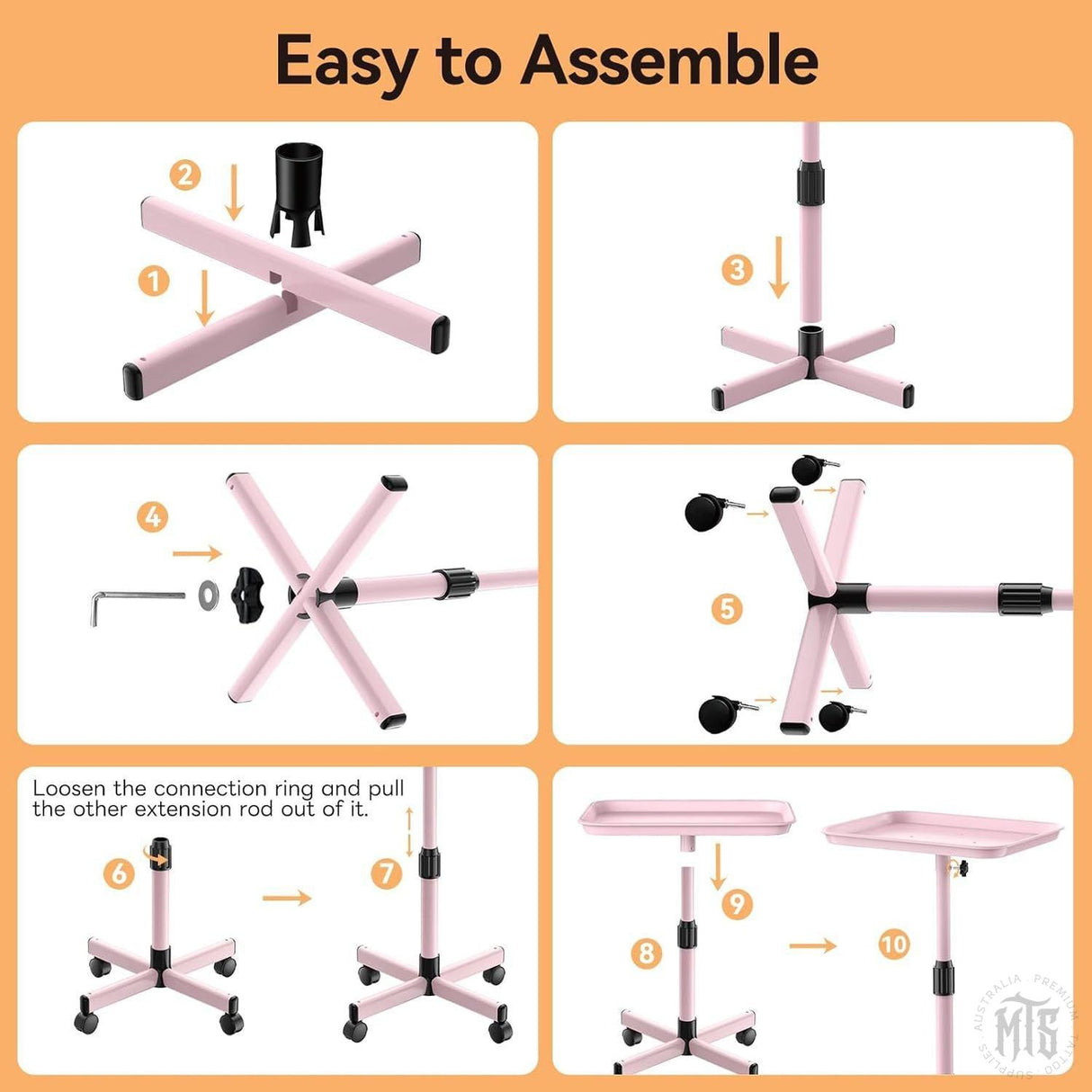 Pink Portable Workstation Tray-Furniture-Generic-Melbourne Tattoo Supplies