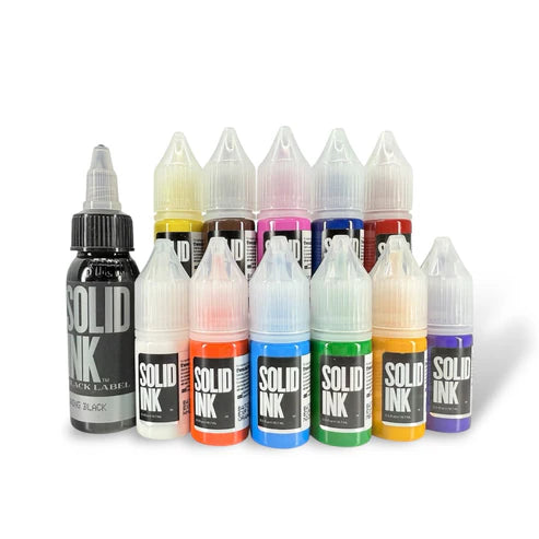 Solid Ink Mini Travel 11 Colors Set 0.5oz + Lining Black 1oz