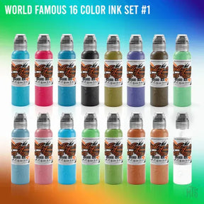 WORLD FAMOUS 16 COLOR INK SET #1-tattoo ink-World Famous-Melbourne Tattoo Supplies