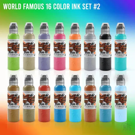 WORLD FAMOUS 16 COLOR INK SET #2-tattoo ink-World Famous-Melbourne Tattoo Supplies