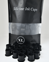 Black silicone ink cups with a black bag labeled 'Silicone Ink Cups XL' on a white background.