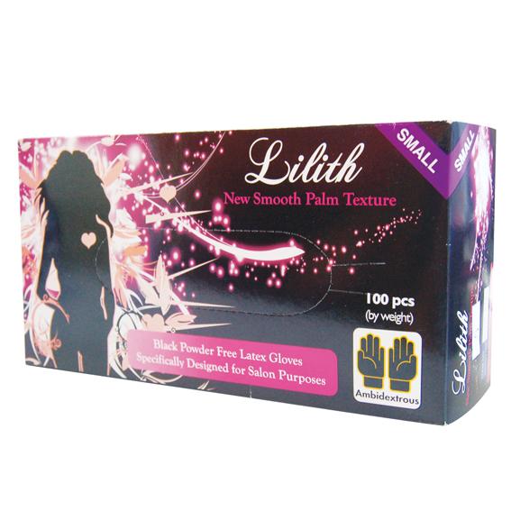 Lilith Salon Latex Gloves, Black, Powder Free