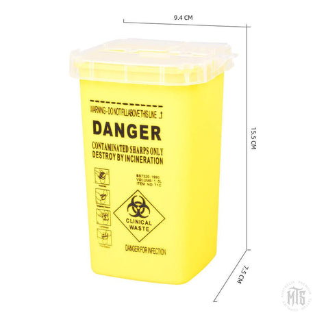 1L Sharps Hazard container-Consumables-Generic-Yellow-Melbourne Tattoo Supplies