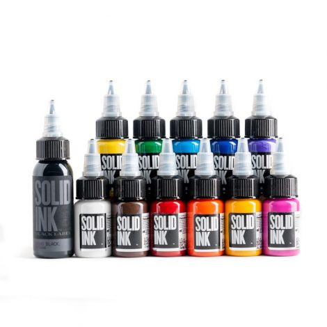 Solid Ink Mini Travel 11 Colors Set 0.5oz + Lining Black 1oz