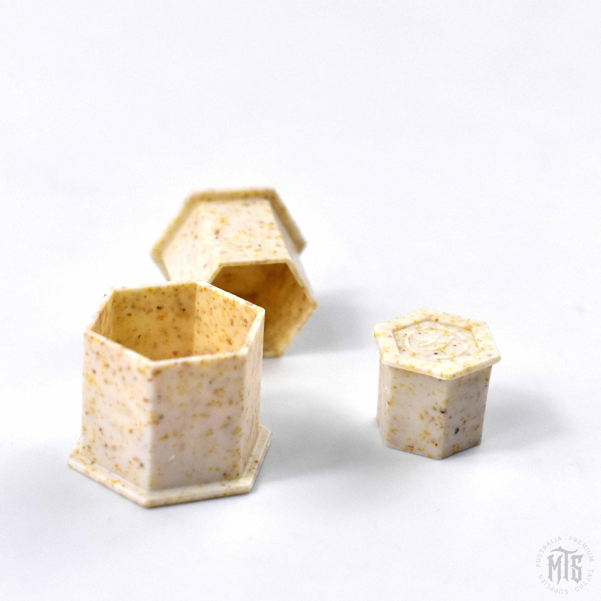 Bio degradable Eco Ink Cups - Flat base hex caps-Consumables-Generic-10mm (1000)-Melbourne Tattoo Supplies
