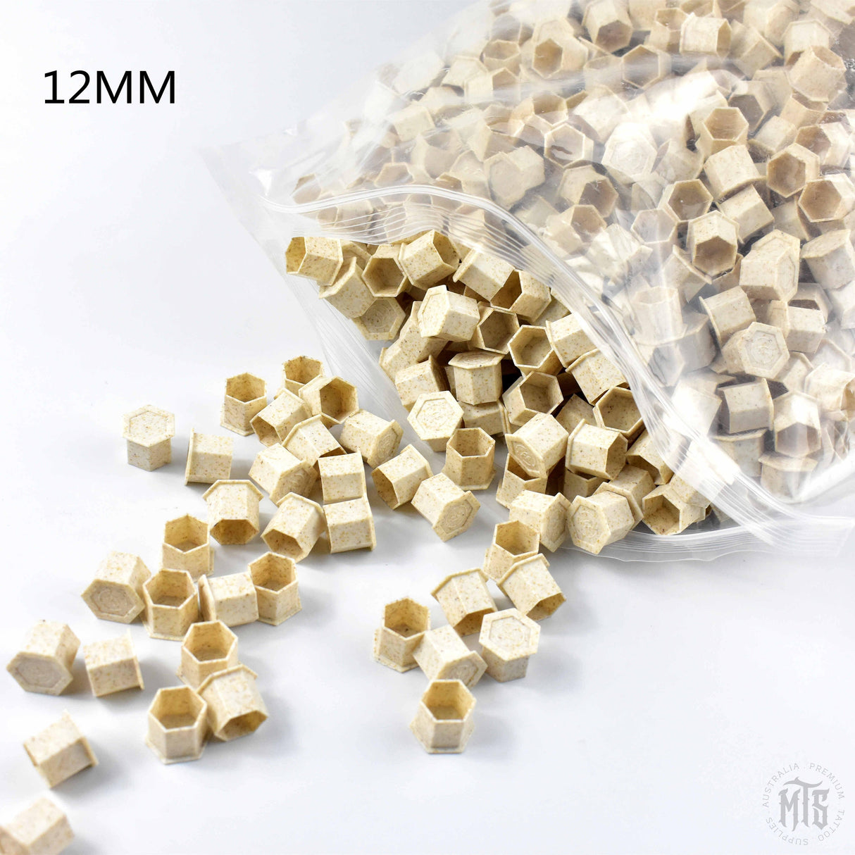 Bio degradable Eco Ink Cups - Flat base hex caps-Consumables-Generic-12mm (1000)-Melbourne Tattoo Supplies