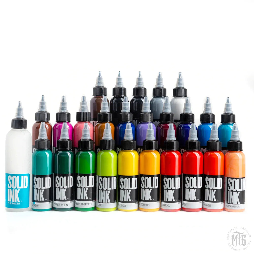 Solid Ink 25 colors deluxe tattoo ink set-tattoo ink-Solid Ink-1oz-Melbourne Tattoo Supplies