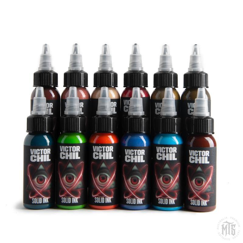 Victor Chil Solid Ink 1oz set-tattoo ink-Solid Ink-Melbourne Tattoo Supplies