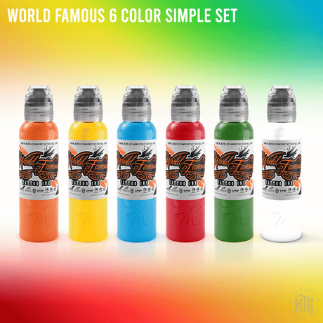 WORLD FAMOUS 6 COLOR SIMPLE SET 1OZ-tattoo ink-World Famous-Melbourne Tattoo Supplies