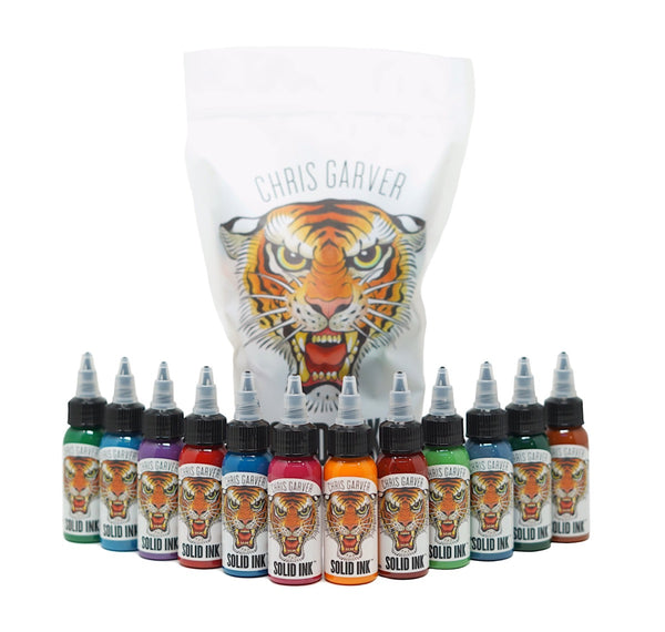Solid Ink Chris Garver 1oz set 12 colors tattoo ink